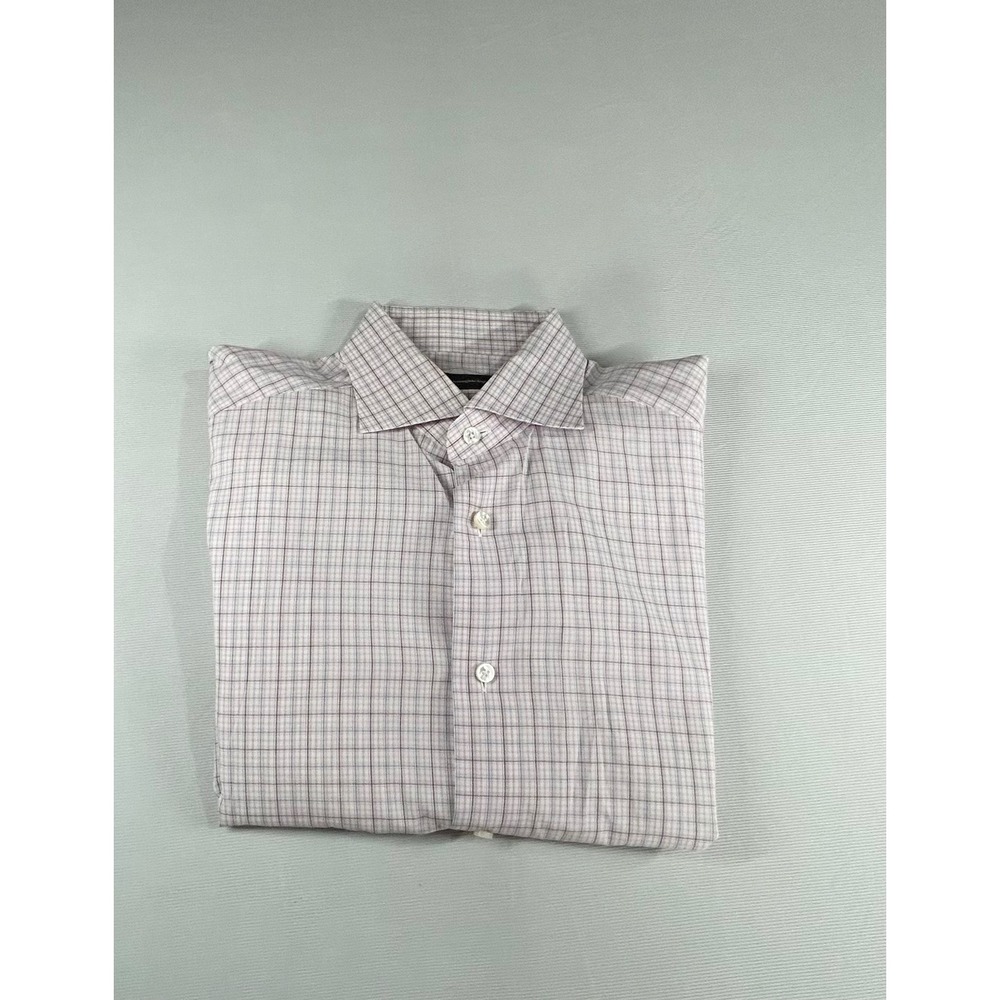 Ermenegildo Zegna Mens Regular Fit Check Dress Shirt Pink Blue White 16.5 42 - Picture 4 of 7